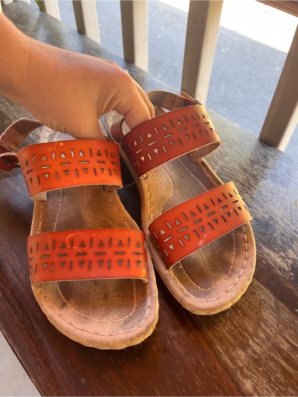 Earth Spirit Women's Orange Cutout Leather Sandals